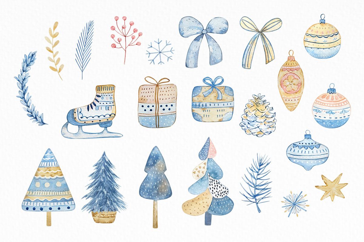 Watercolor Scandinavian Christmas, a Seasonal Illustration by SvetaArtStore (Photo 5 of 9)