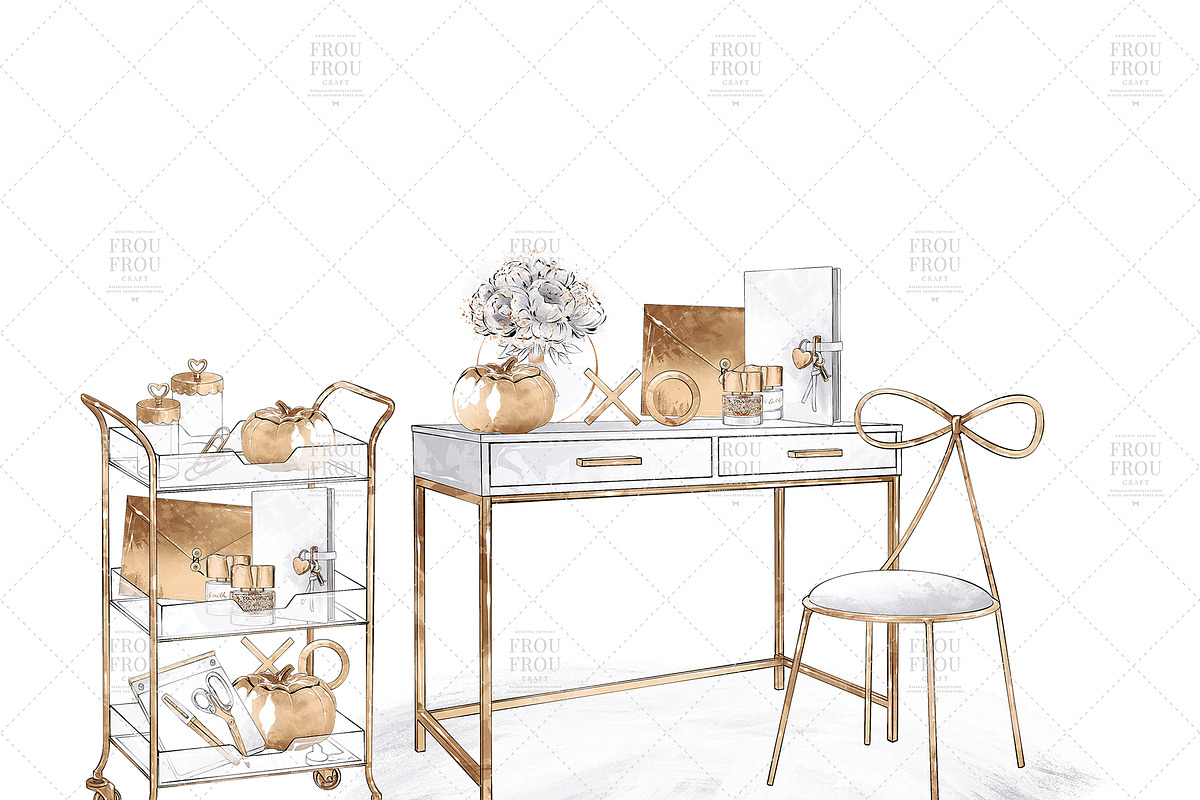 Gold Stationery Girl Boss Clipart, an Illustration by Frou Fou Craft (Photo 3 of 7)
