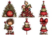 Whimsical Christmas Tree Clipart, an Illustration by Pixels.Craft (Thumbnail 4 of 6)
