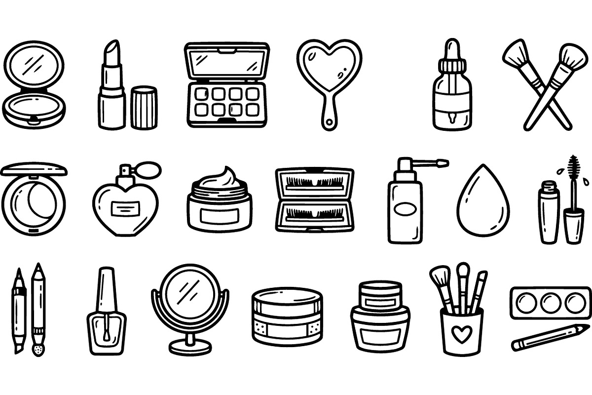 Hand Drawn Makeup Clipart Set, an Illustration by designvectx (Photo 2 of 3)
