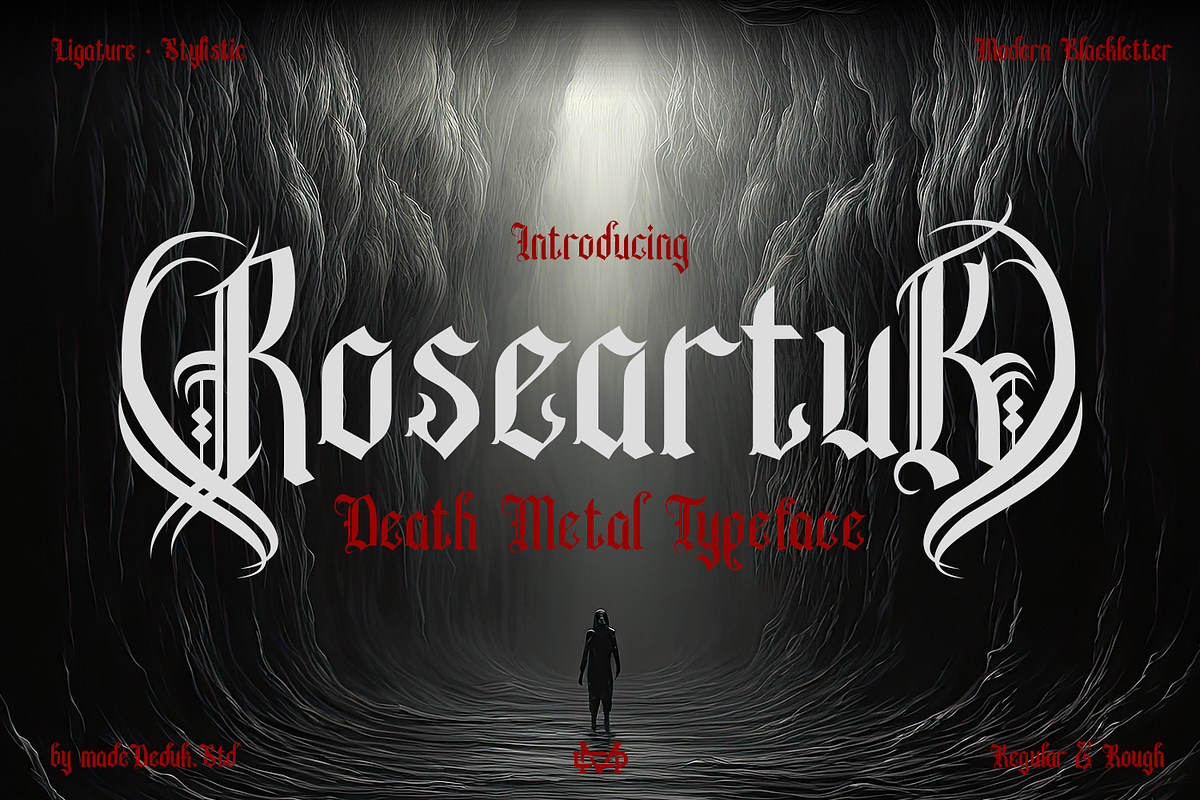Roseartuk - Blackletter Font, a Blackletter Font by madeDeduk (Photo 1 of 10)