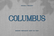 Columbus-ModernEmbroiderySerifBXFont, a Serif Font by overlaytemplates (Thumbnail 1 of 5)