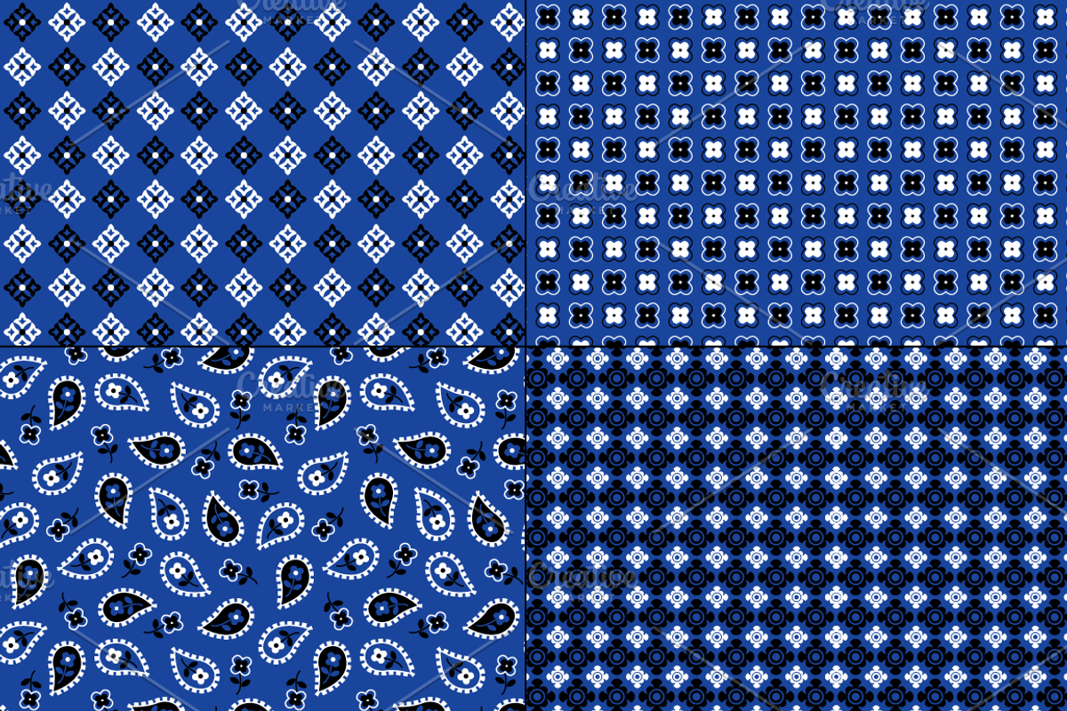 Seamless Blue Bandana Patterns preview 5