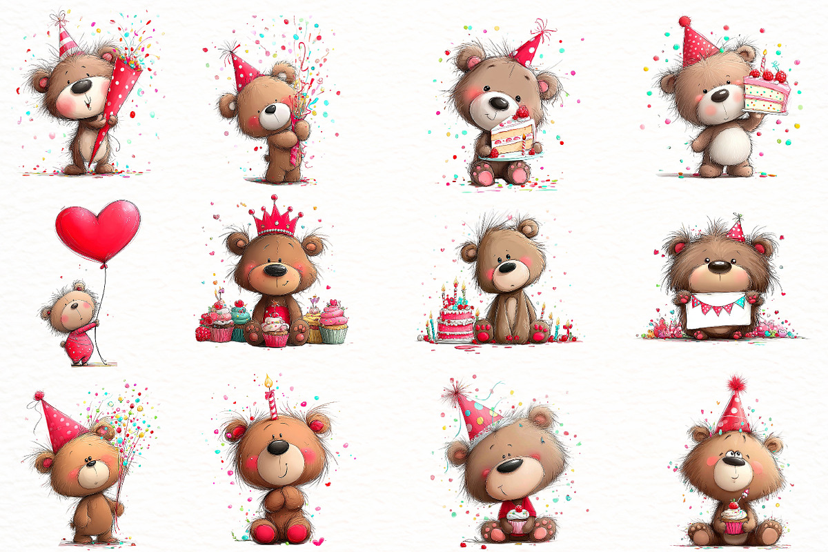 whimsical birthday teddy bear Clipar, an Illustration by Designworld (Photo 3 of 4)