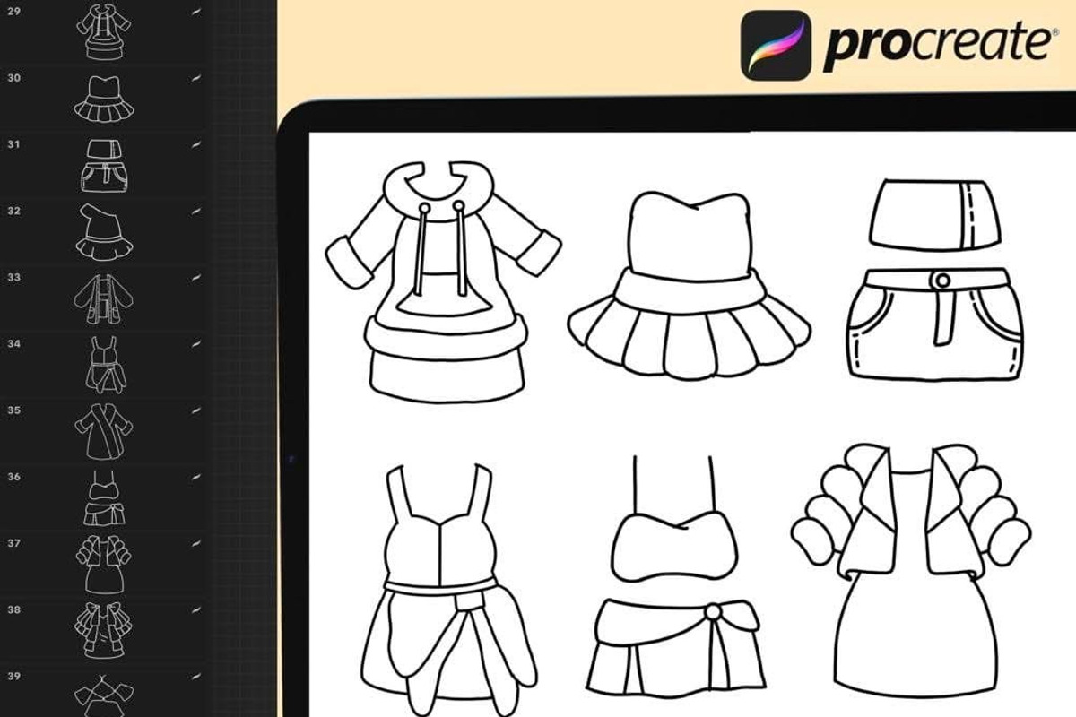 60 Procreate Chibi Clothes Stamp, a Brush Add-On by DrawingStoryShop (Photo 4 of 6)