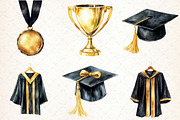 Black & Gold Graduation Day Clipart, an Illustration by Libby Wishes (Thumbnail 3 of 7)