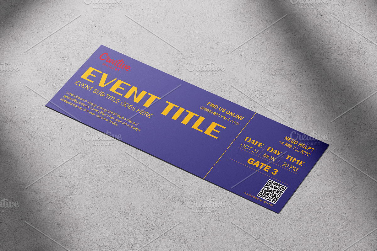 Simple Multipurpose Ticket, a Print Template by Tzochko (Photo 4 of 5)