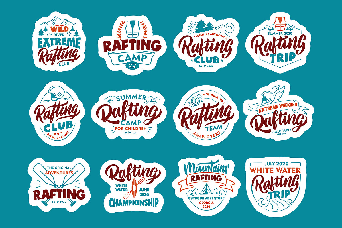 Rafting emblems, Hand lettering set