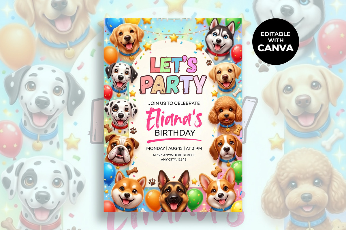 Dog Birthday Invitation Template, an Invitation Template by M9 Design (Photo 1 of 4)