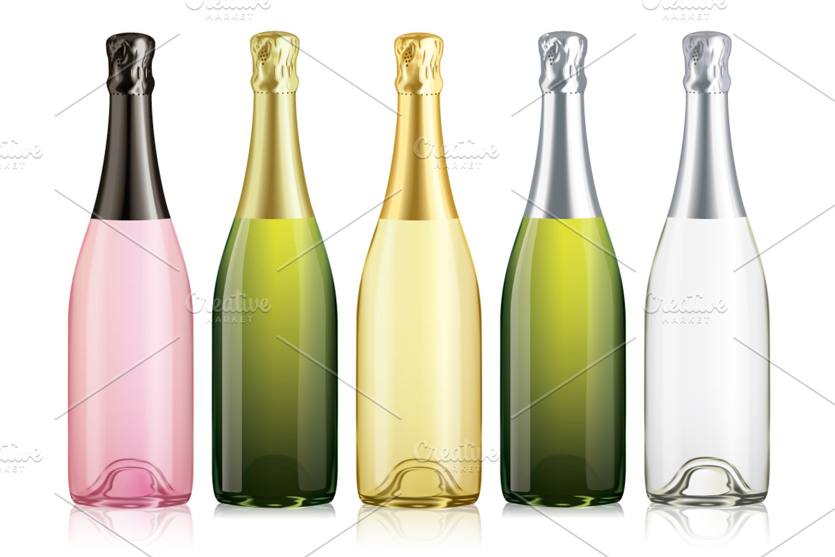 SALE!!! Vector Champagne Bottles, a Cups & Container Mockup by vectalex (Photo 2 of 2)