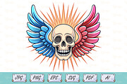 Skull with Red and Blue Wings Vector, a Decorative Illustration by Ghagra (Thumbnail 1 of 3)