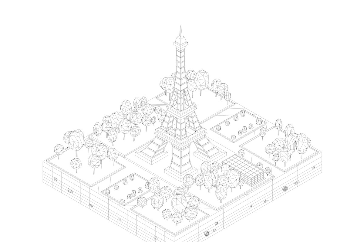 Cartoon Low Poly Eiffel Tower, a Plants & Tree 3D Model by Anton Moek (Photo 4 of 6)