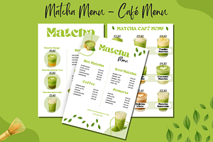 Matcha Menu Template Café Bakerie, a Print Template by GraphiCarola