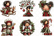 Whimsical Christmas Girl Clipart, an Illustration by Black Bird Studio (Thumbnail 2 of 6)