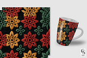 Red Green Yellow Floral Embroidery, a Pattern Graphic by Creative Store (Thumbnail 2 of 4)