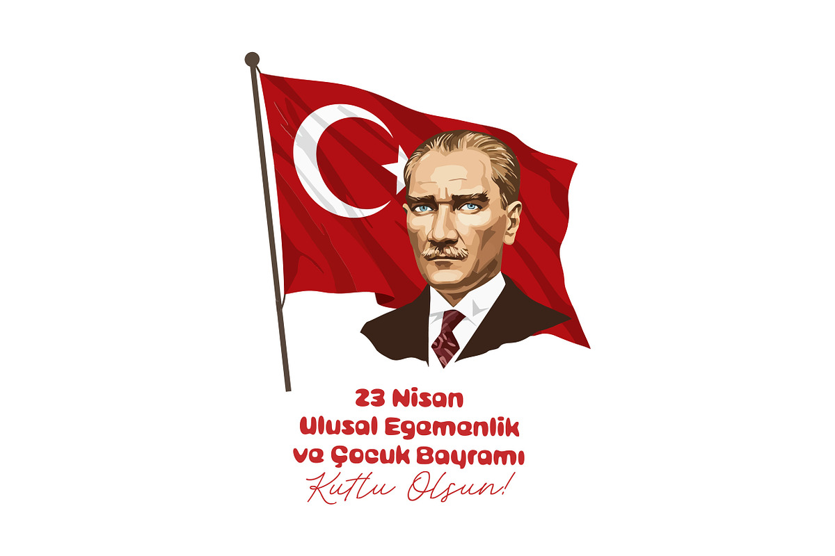 Illustration of Ataturk portrait, Tu, an Illustration by designvectx