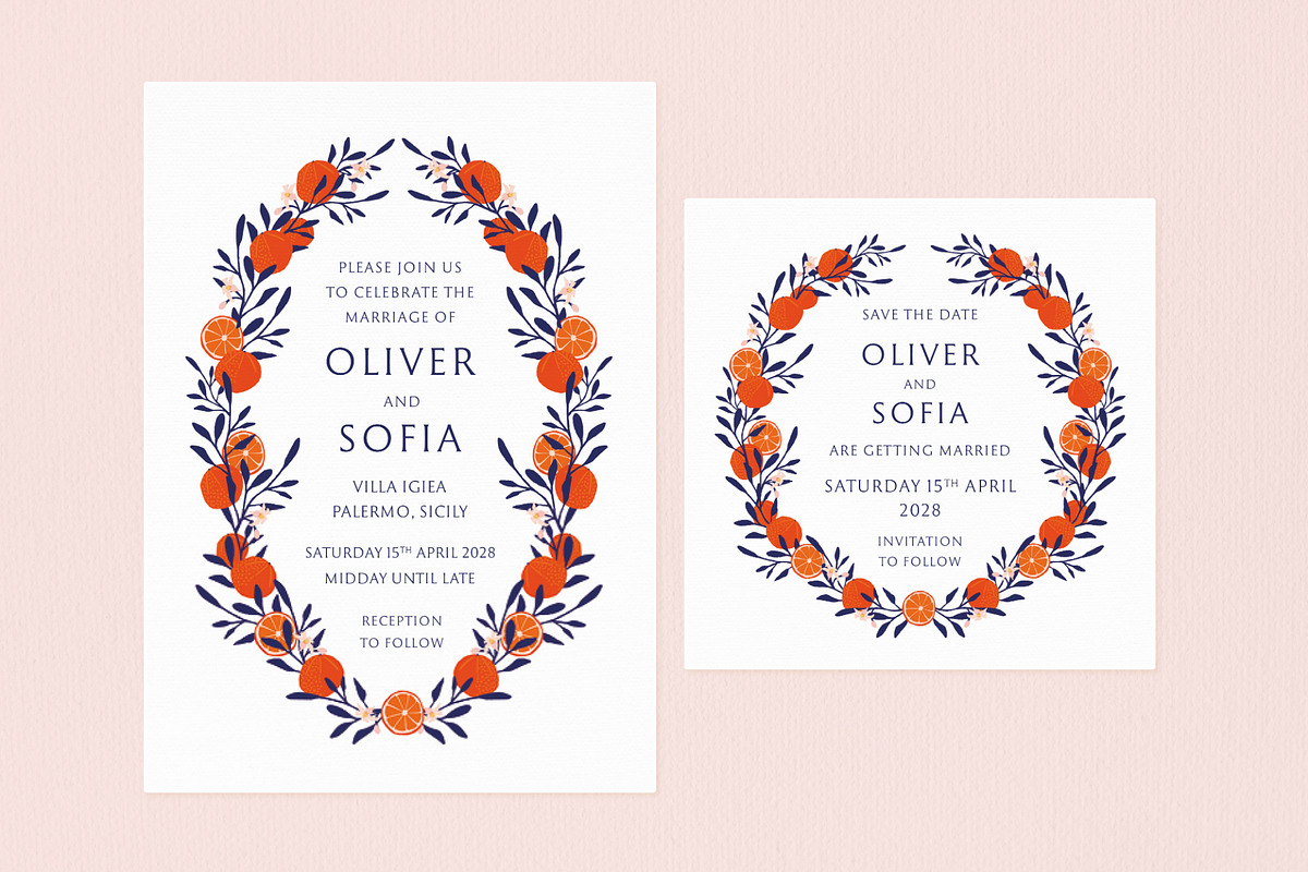 Orange Grove Wedding Invite Bundle, an Invitation Template by Wedding Whippet (Photo 3 of 8)