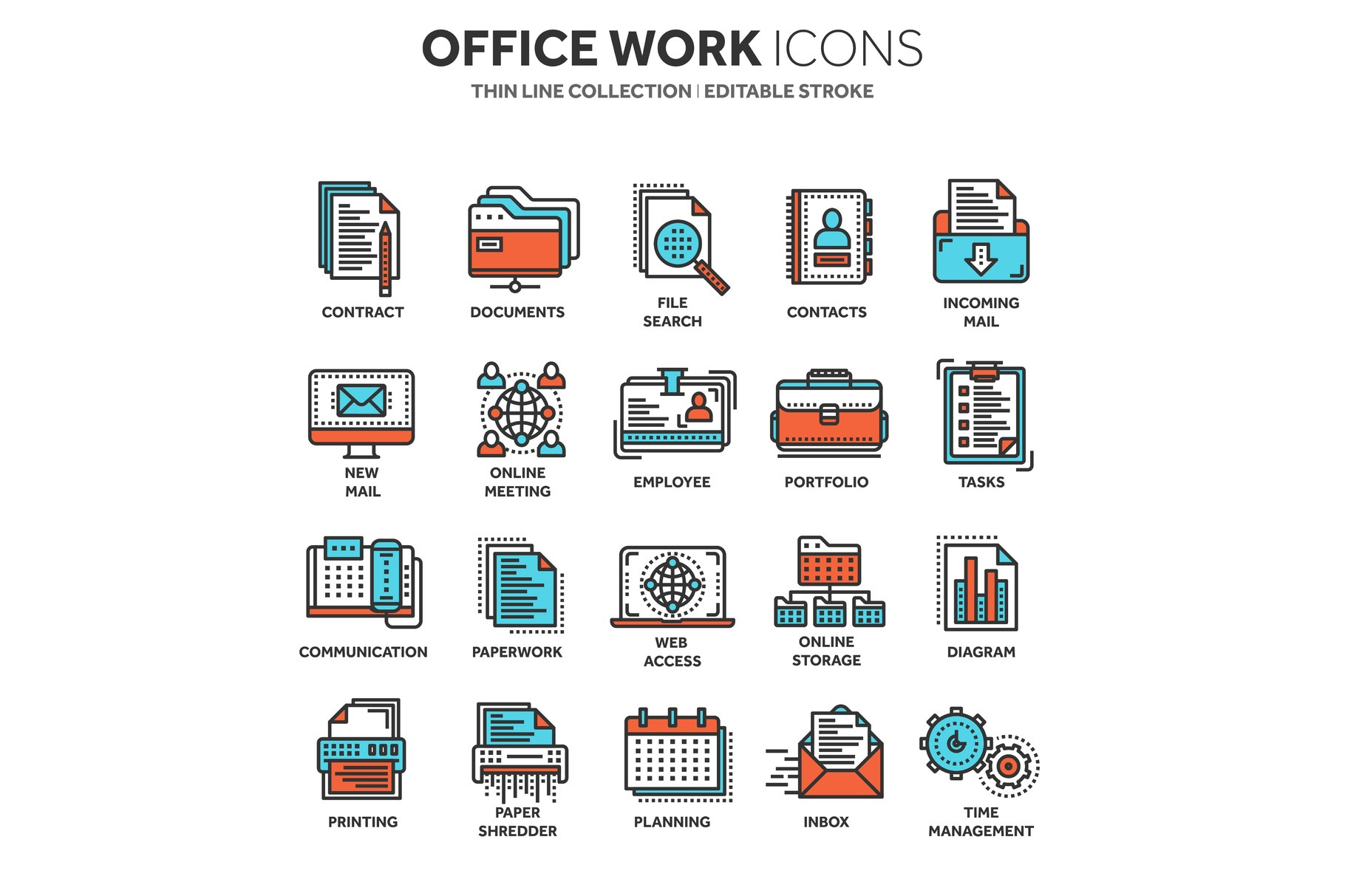Business and office work. Documents, paperwork. Businessman. Thin line ...
