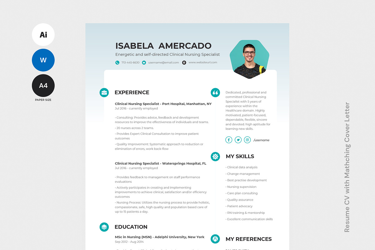 Clinical Nursing Specialist Resume, a Resume Template by iDoodle Studio (Photo 1 of 4)