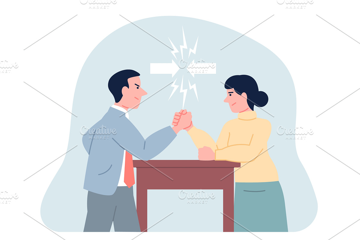 Male female business competition, a Person Illustration by LadadikArt