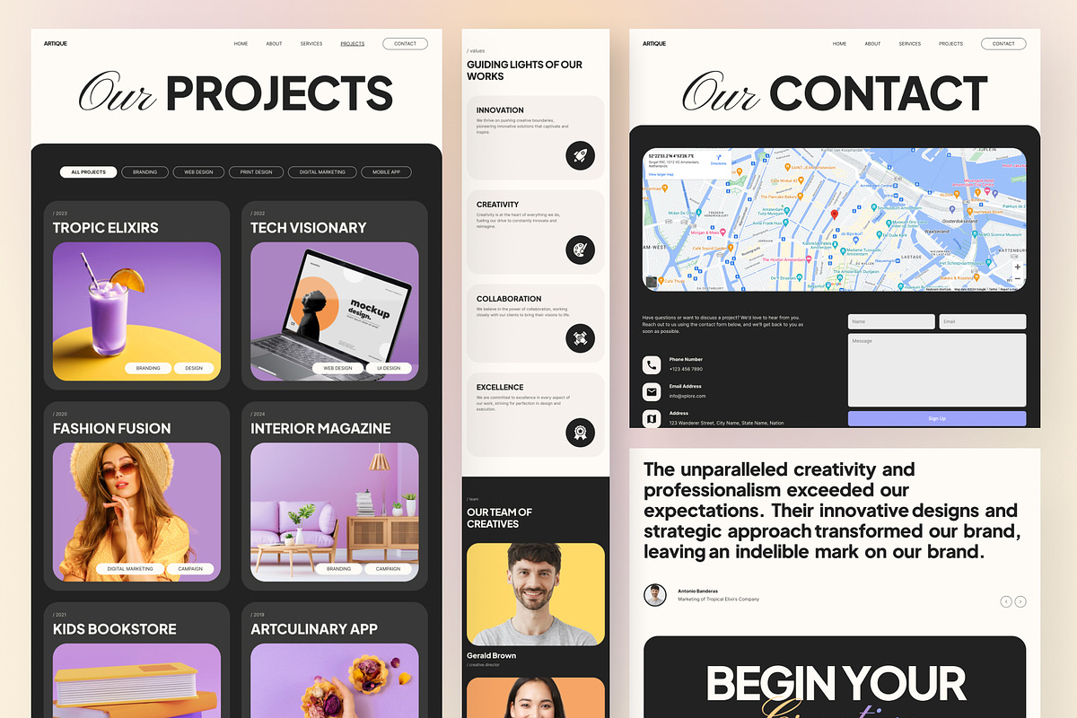 Artique - Creative Agency Framer, a Websites & App Template by peterdraw (Photo 3 of 5)