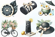 Ivory and Black Hello Summer Clipart, an Illustration by CraftArtStudio (Thumbnail 2 of 6)