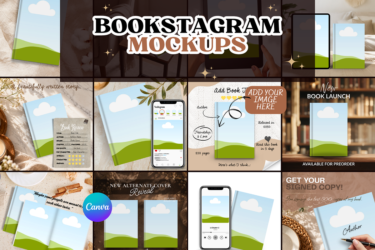 Bookstagram Templates Branding Canva, a Marketing Template by GraphiCarola (Photo 1 of 11)