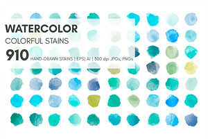 Huge Set Watercolor Vector Stains