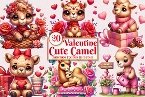 Valentine Cute Camel Clipart, a Seasonal Illustration by Craft Nest