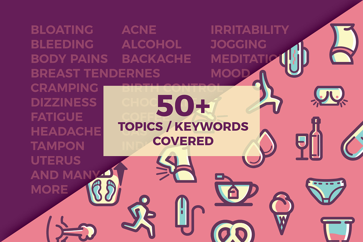 100+ Menstruation / Period Icon Set, an Outline Icon by RCDesigns (Photo 1 of 5)