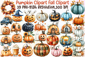 Pumpkin Clipart Fall Clipart Hallowe, an Illustration by Sublimation Artist