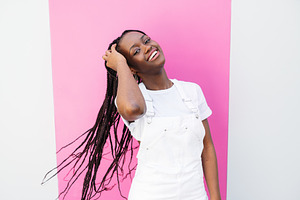 Positive girl in white casual, a Person Photo by Artem Varnitsin