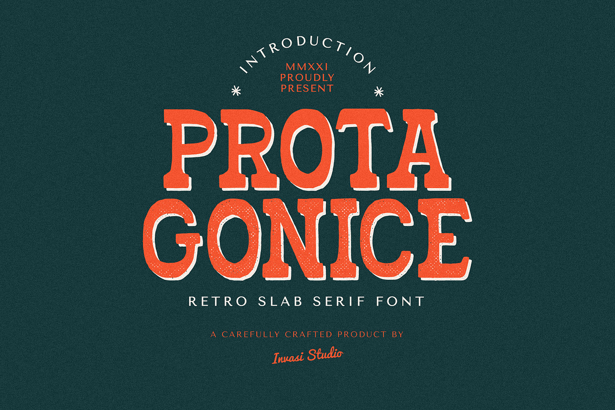 Protagonice - Retro Slab, a Slab Serif Font by Invasi Studio (Photo 1 of 10)