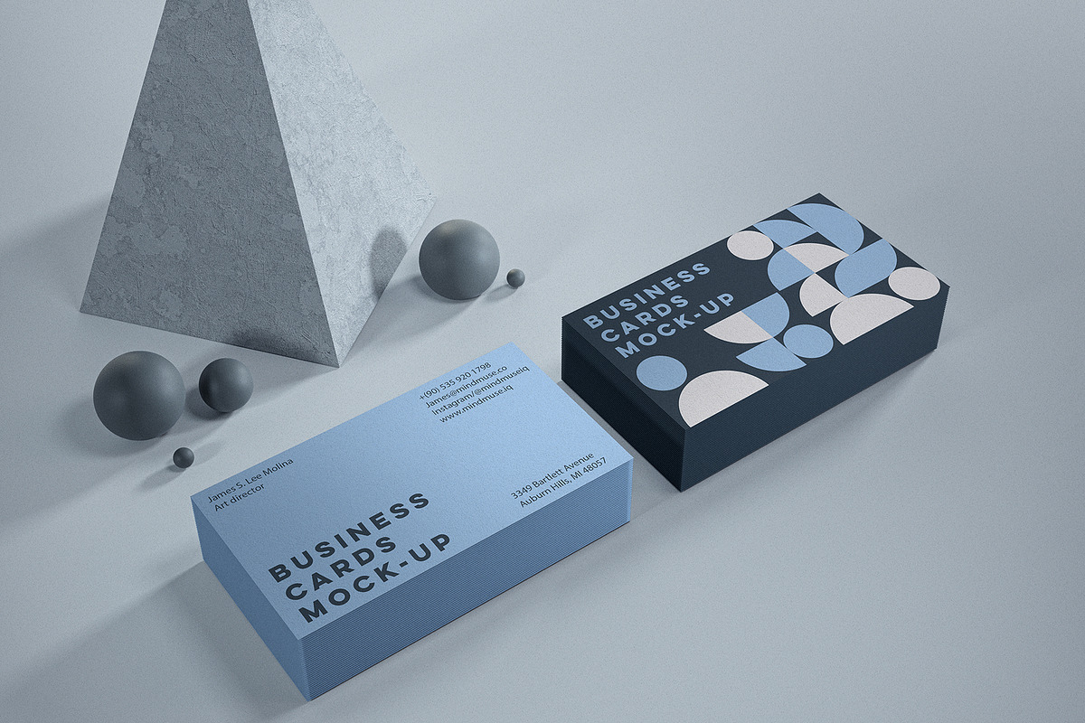 3D Geometric Business Card Mock-ups, a Business Card Template by MindMuse (Photo 8 of 11)