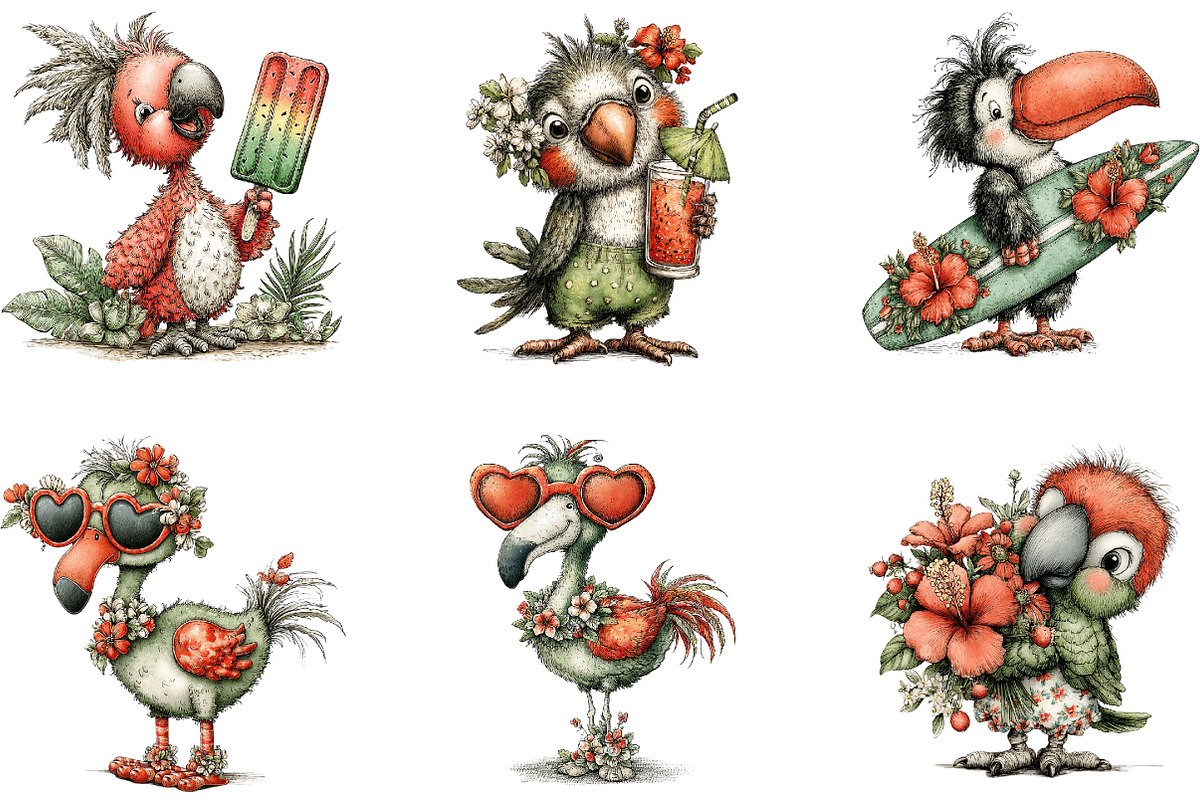 Cute Summer Tropical Birds Clipart, a Seasonal Illustration by Designking (Photo 3 of 5)