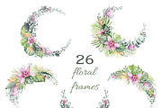 FLAMINGO & FLOWERS  tropical set, a Decorative Illustration by LenArt (Thumbnail 4 of 18)