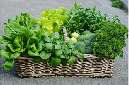 Vibrant Basket green vegetables, a Food & Drink Photo by Ylivdesign