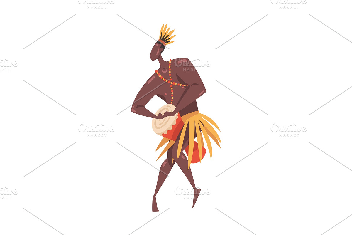 African Ritual Dance, Young Man, a Decorative Illustration by ...