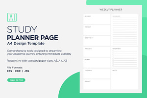 Weekly Planner Study Planning Page,