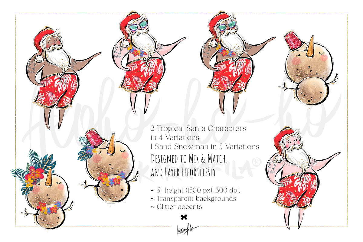 Tropical Santa Christmas PNG Clipart, a Seasonal Illustration by KaramfilaS (Photo 2 of 35)