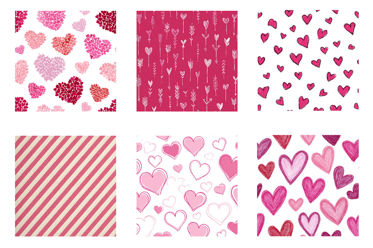 cute pink valentines day digital pap, an Illustration by CreationArt (Photo 2 of 5)