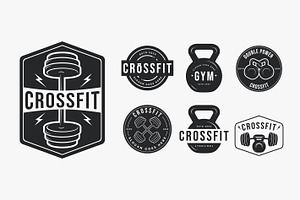 Set of fitness gym CrossFit logo, a Branding & Logo Template by DOMHOUZE