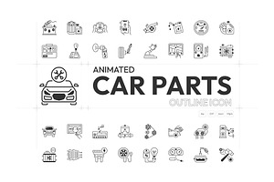 Animated Car Mechanic Icon Set, an Outline Icon by Prosymbols