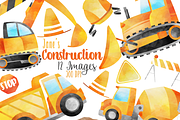 Watercolor Construction Clipart, an Illustration by DigitalArtsi (Thumbnail 1 of 4)