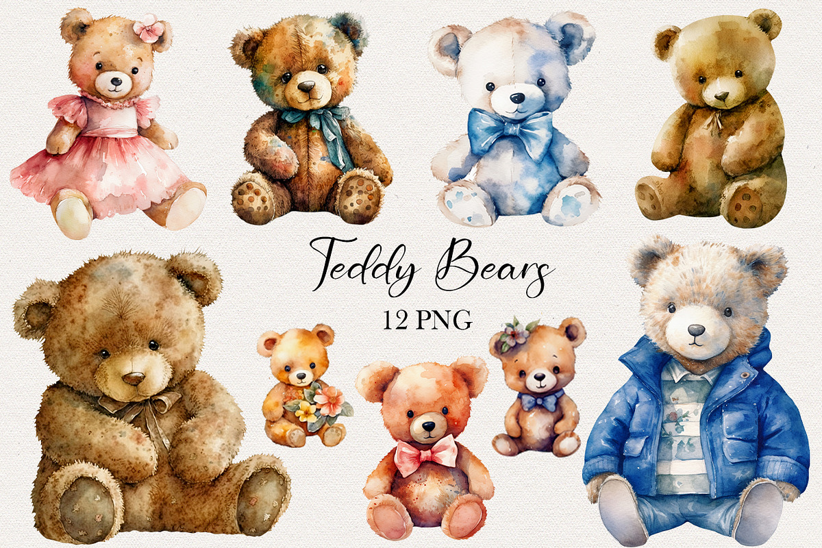 Teddy Bear Clipart. AI, an Animal Illustration by BonbonnyDesigns (Photo 1 of 5)