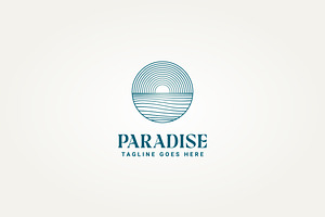 simple ocean paradise line art logo, a Branding & Logo Template by Blazybone