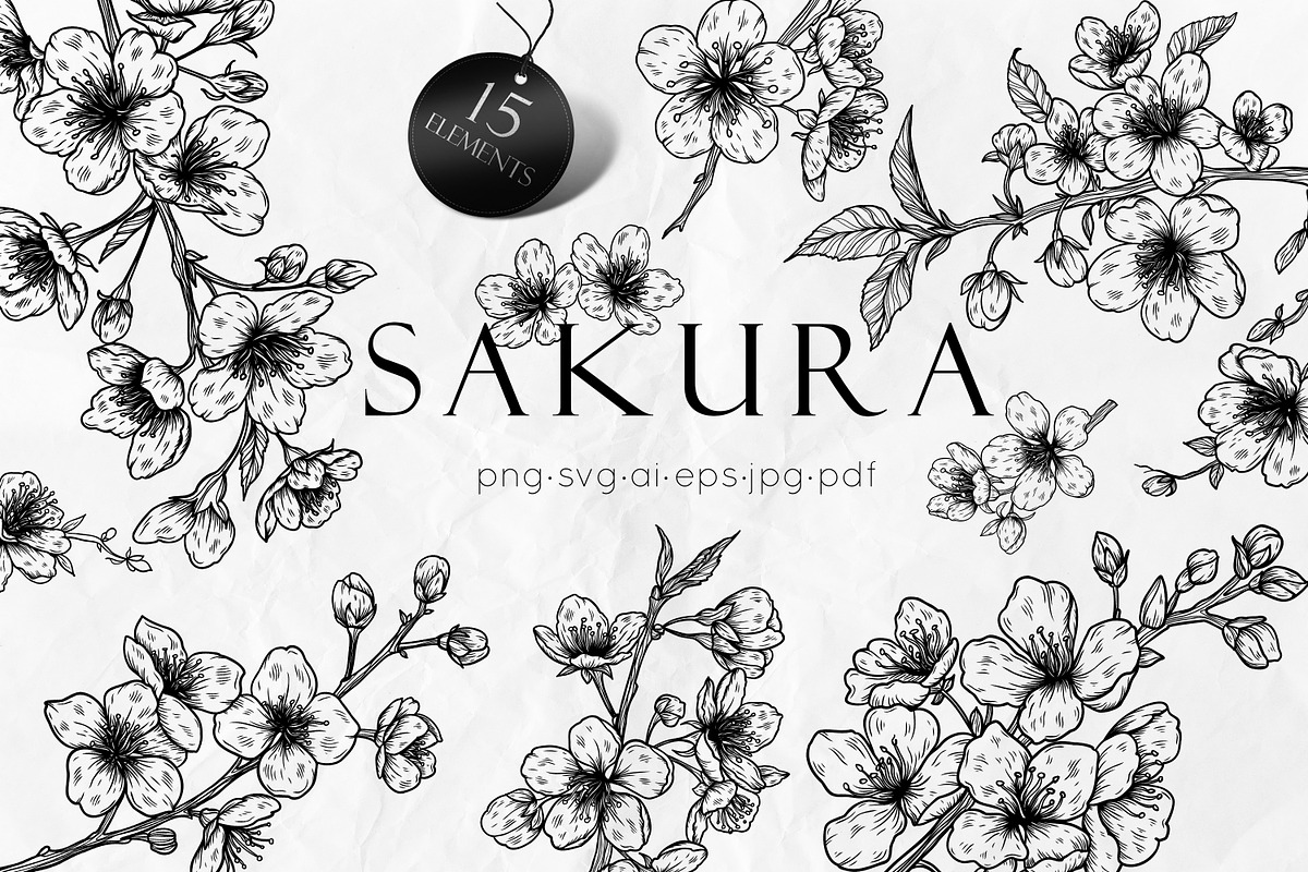 Sakura Flowers Line Art SVG, an Object Graphic by Dervik Art Store (Photo 1 of 9)