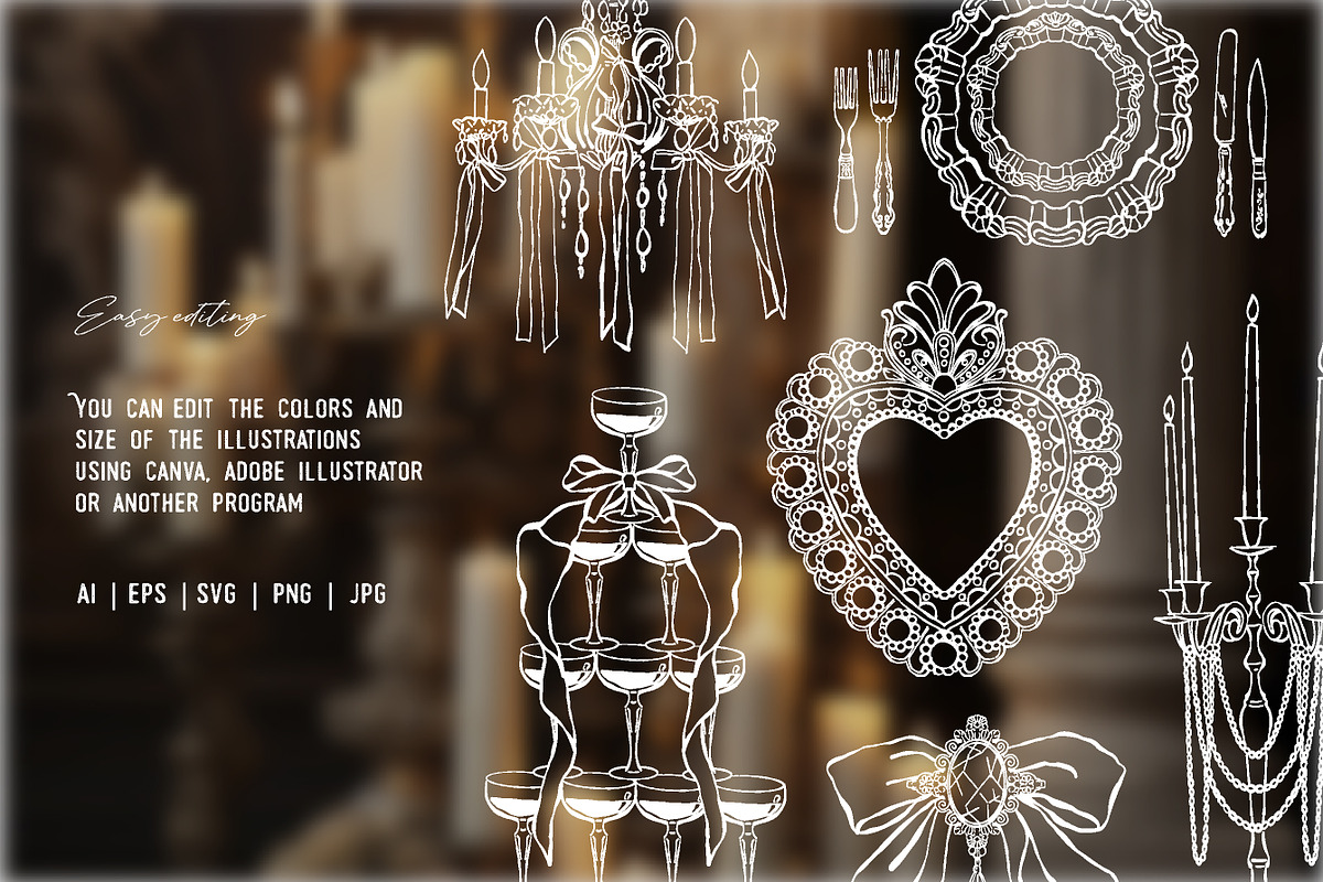 Rococo Aesthetics Vintage Vector Set, an Object Illustration by VerAna (Photo 12 of 17)