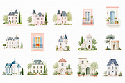 French Chateau Watercolor Clipart, an Illustration by Libby Wishes (Thumbnail 4 of 7)