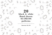20 B&W hand drawn SEAMLESS PATTERNS, a Pattern Graphic by Studio.lize (Thumbnail 1 of 16)